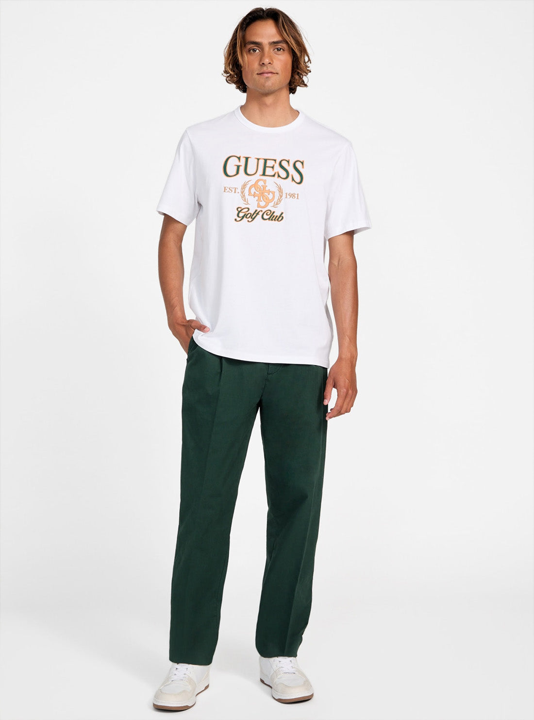 GUESS Mens White Guess 4G T-Shirt M5YI22K8FQ4 Full View