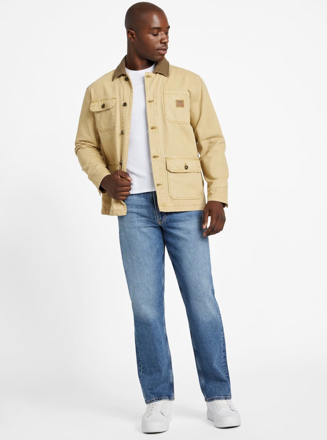 GUESS Mens Beige Casey Barn Jacket M5YN66WK910 Full View