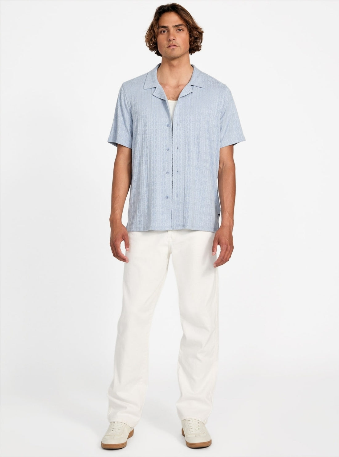 GUESS Mens Blue Spencer Resort Shirt M5YP23KCWP0 Fulll View