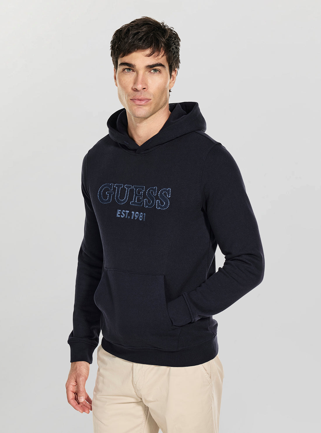 GUESS Mens Blue Beau Hoodie Sweatshirt M5YQ36KCN01 Side View