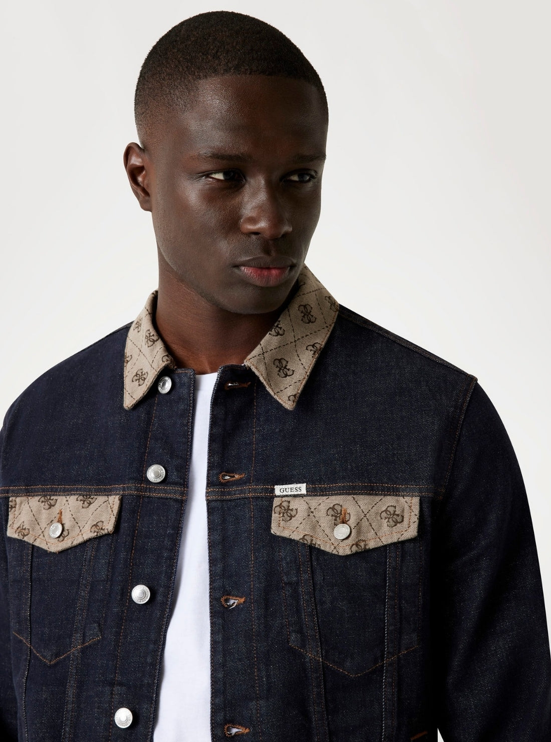 GUESS Mens Black Dillon Denim Jacket M5YXN1D5QC2 Detail View