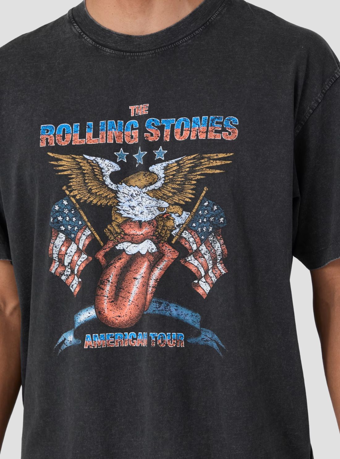 Guess Jeans Black Rolling Stones Eagle T-Shirt M6BI29K5546 Detail View