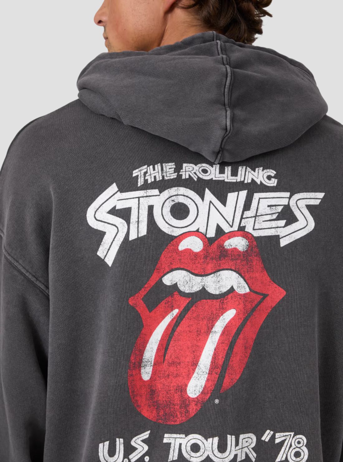 Guess Jeans Black Rolling Stones 78 Hoodie M6BQ22K5658 Back Detail View