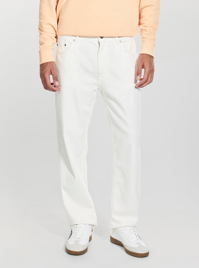 GUESS Mens White Mid-Rise Damon Jeans M6GA82D0781 Front View