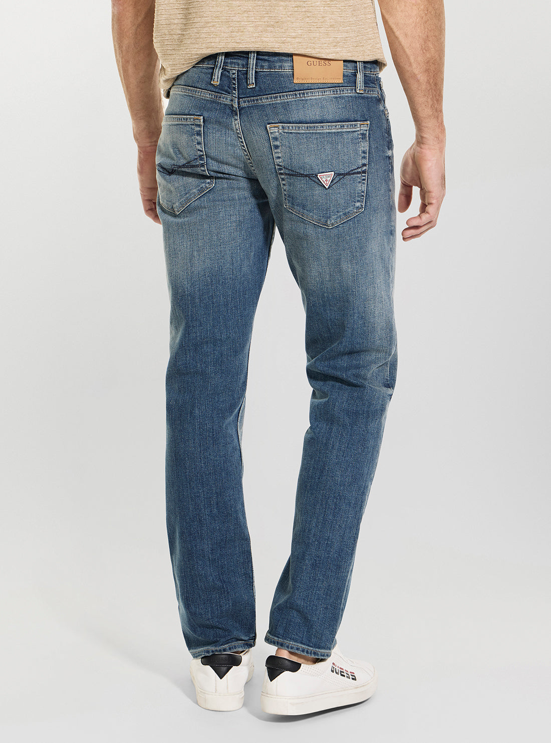 GUESS Mens Mid-Rise Lander Angels Jeans in Medium Wash M6GAN2D0775 Back View