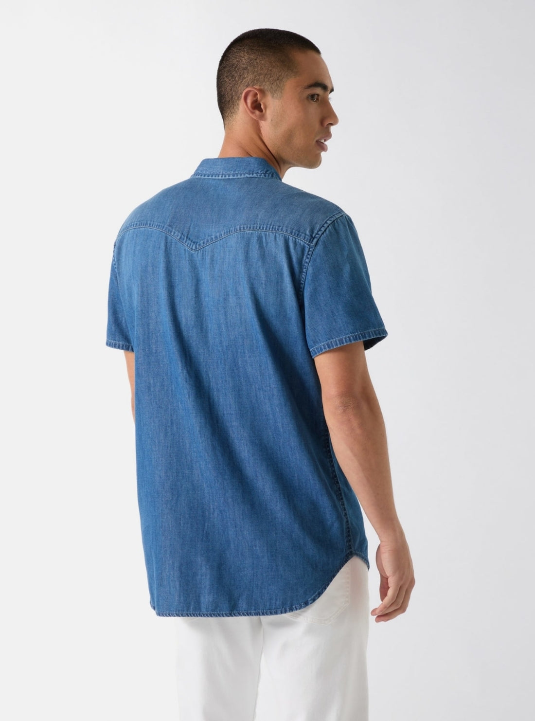 GUESS Mens Blue Western Denim Shirt M6GH87D1035 Back View