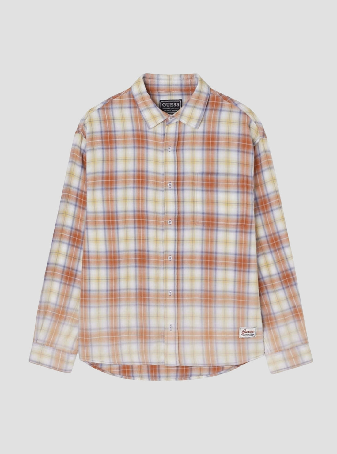 GUESS Unisex Orange Unisex Woven Shirt M6GHAQW6936 Front View