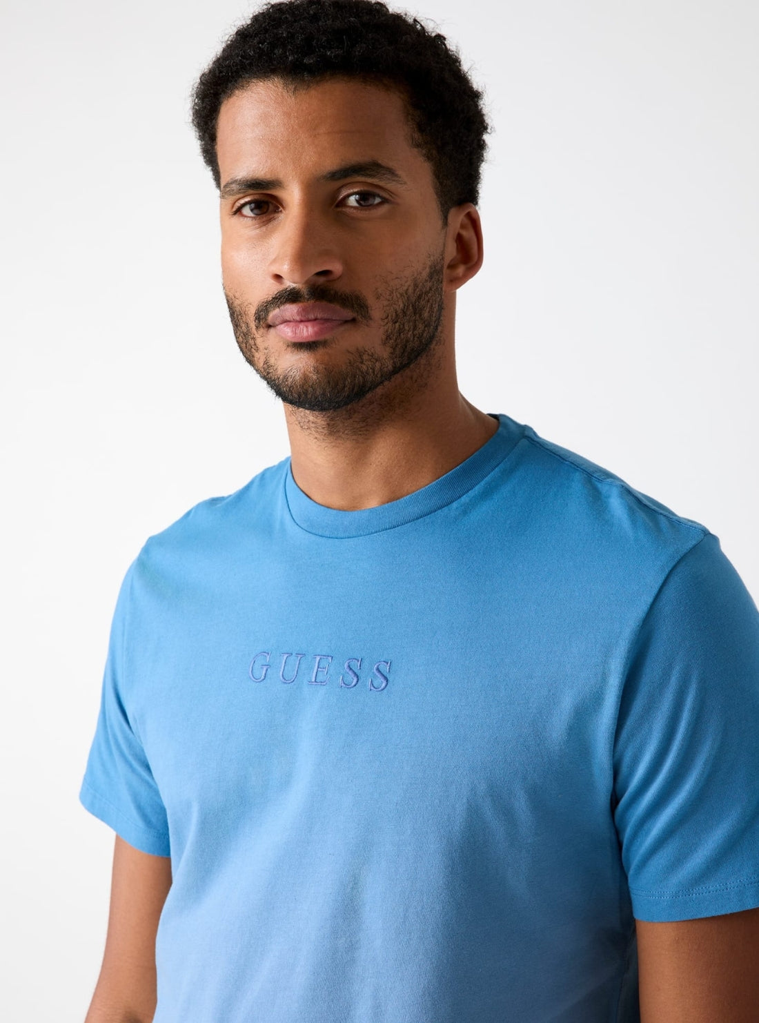 GUESS Mens Blue Multi Basic Pima T-Shirt M6GI29K3258 Detail View