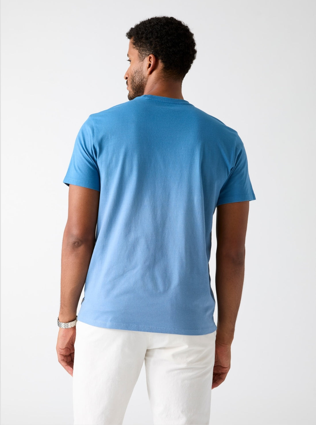 GUESS Mens Blue Multi Basic Pima T-Shirt M6GI29K3258 Back View
