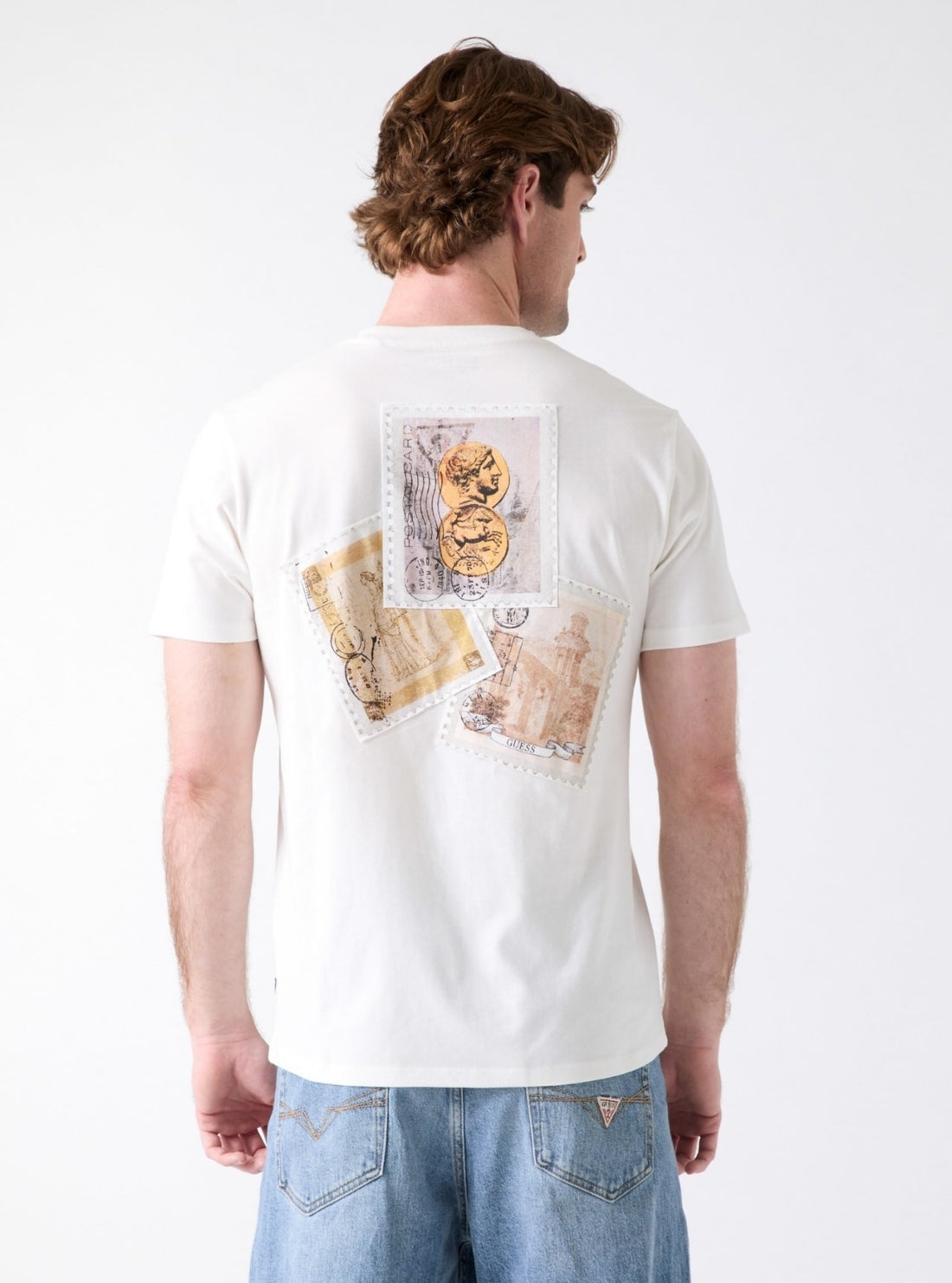 GUESS Mens White Vacation Graphic T-Shirt M6GI37K3318 Back View
