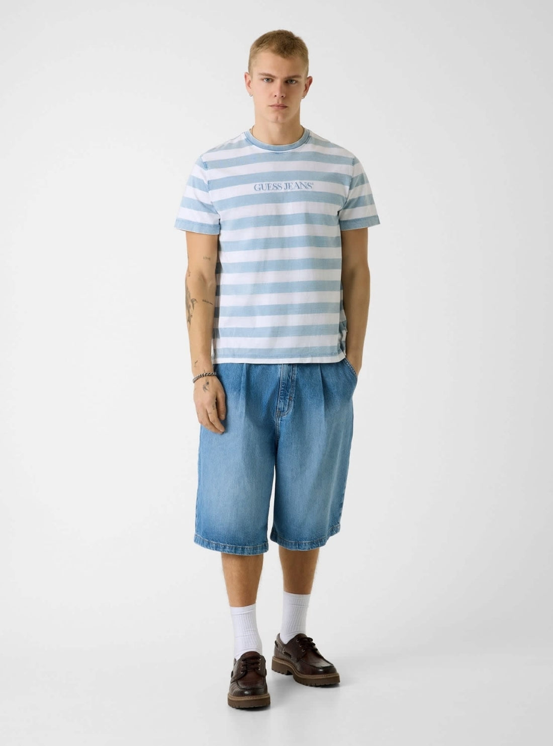 Guess Jeans Blue White Striped T-Shirt M6GIZ5KF531 Full View