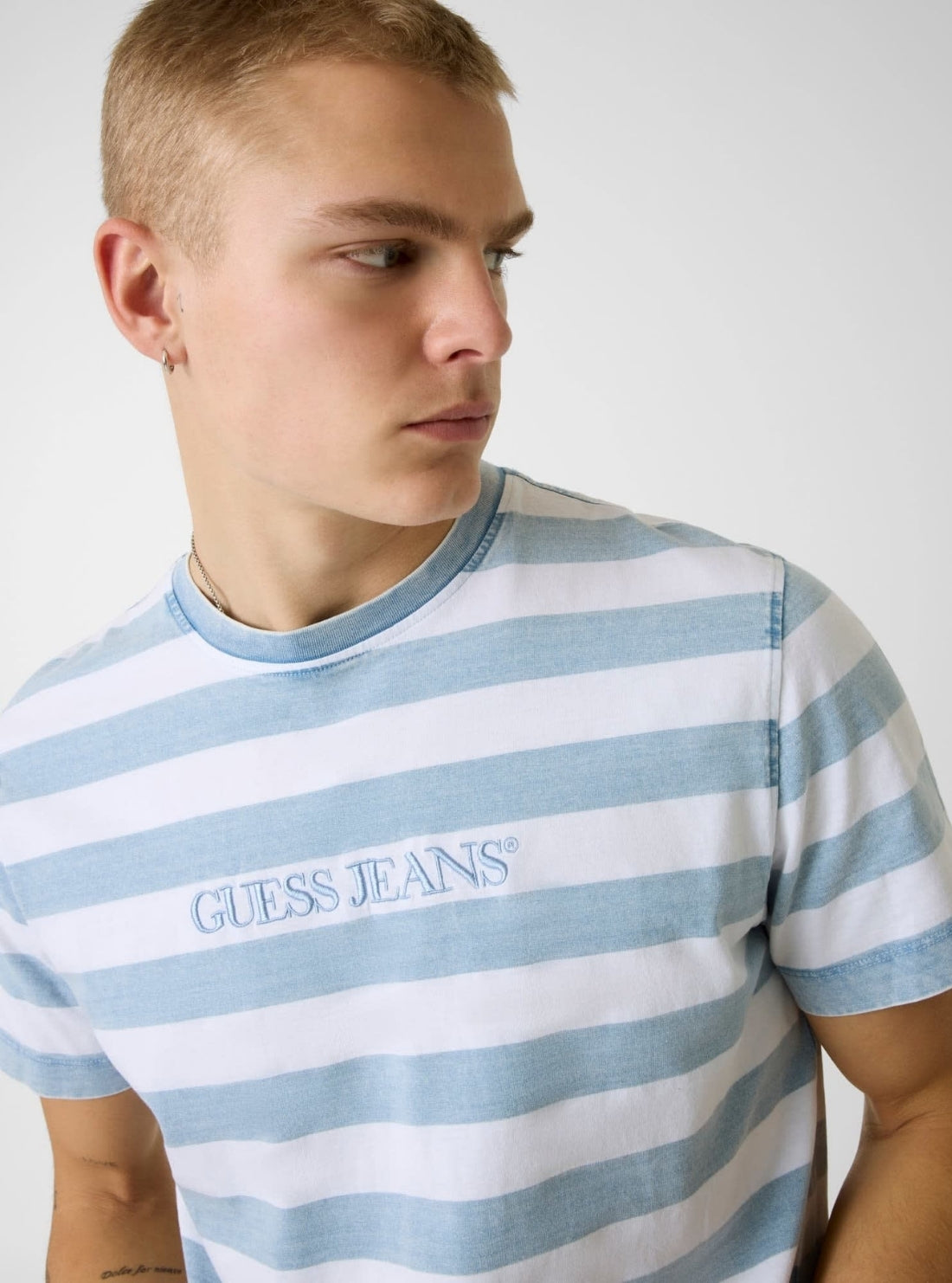 Guess Jeans Blue White Striped T-Shirt M6GIZ5KF531 Detail View