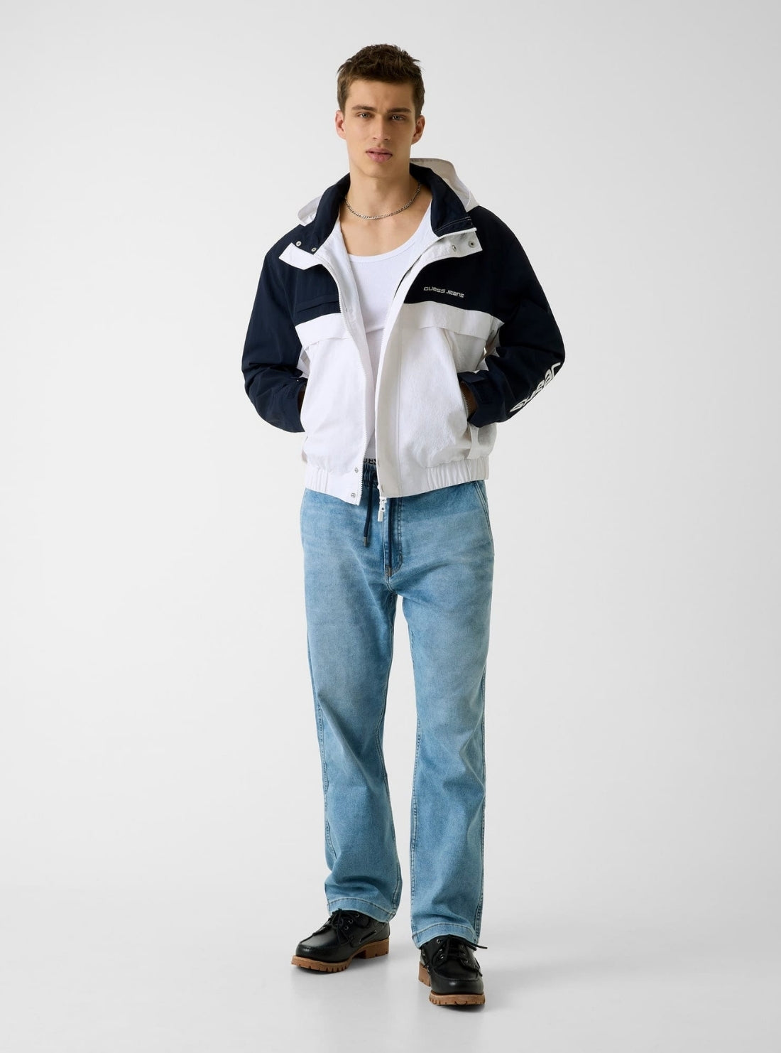Guess Jeans White Blue Colourblock Jacket