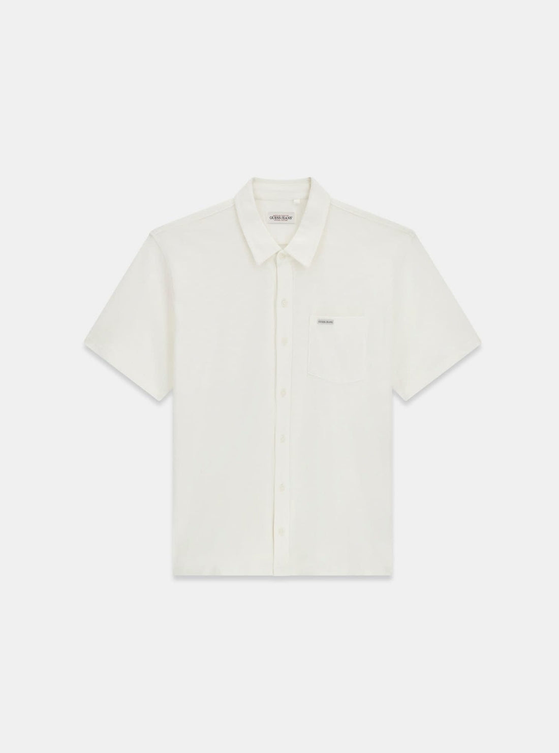 Guess Jeans White Slub Piqué Shirt M6GP02KE731 Flatlay