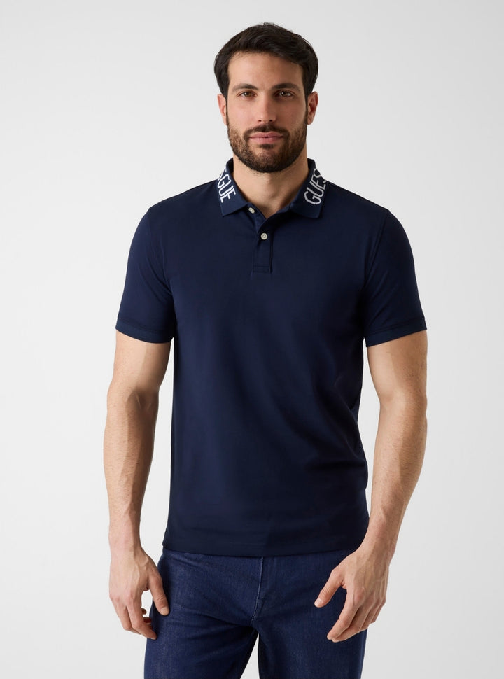 GUESS Mens Blue Nolan Polo Shirt M6GP66K3070 Front View