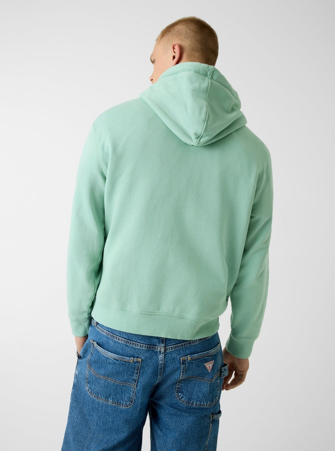 Guess Jeans Green Logo Hooded Regular Sweatshirt M6GQA5KCPR1 Back View
