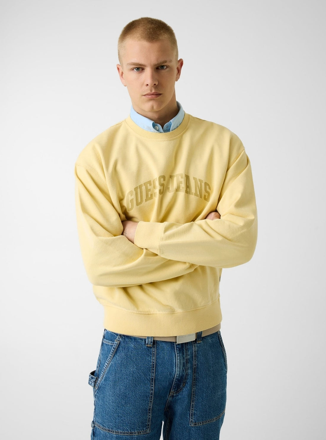 Guess Jeans Yellow Field Regular Sweatshirt M6GQA6KCPR1 Front View