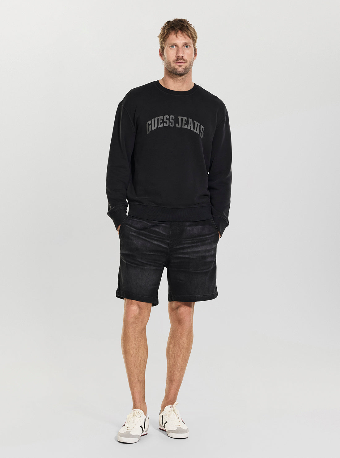 GUESS Mens Black Logo Regular Sweatshirt M6GQA6KCPR1 Full View