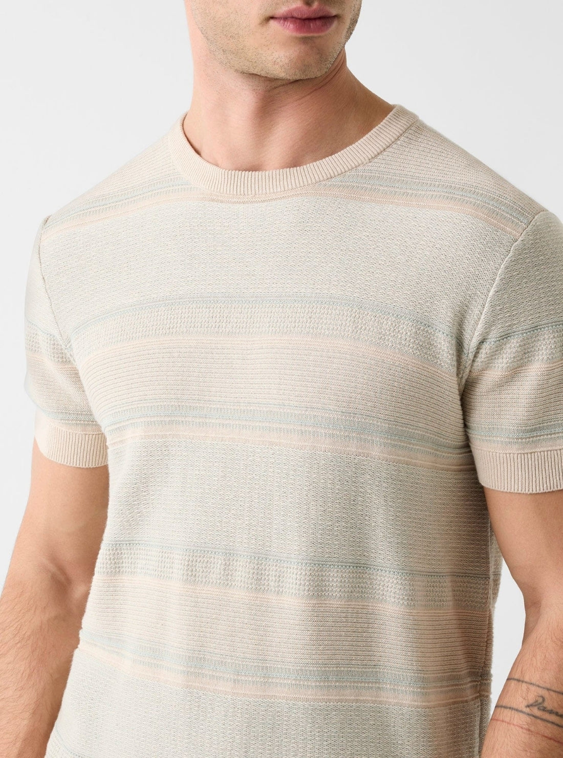 GUESS Mens Multi Ludo Stitched Stripes Sweater M6GR07Z0560 Detail View