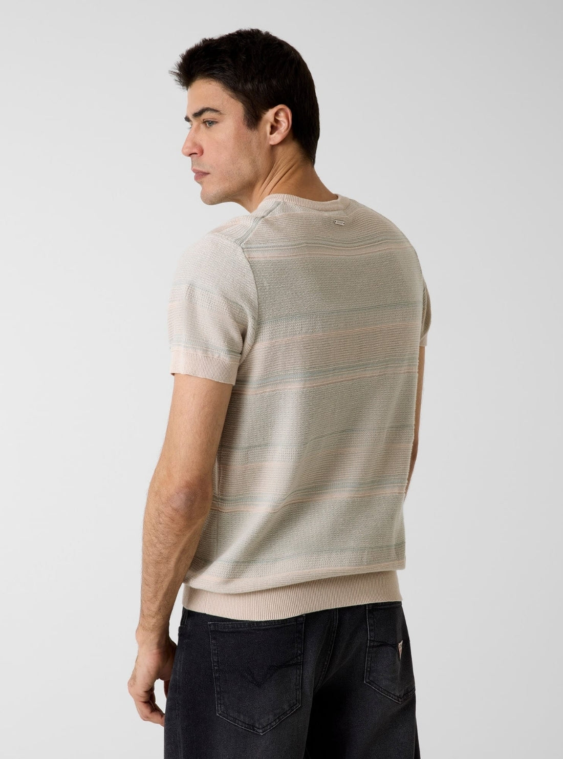 GUESS Mens Multi Ludo Stitched Stripes Sweater M6GR07Z0560 Back View