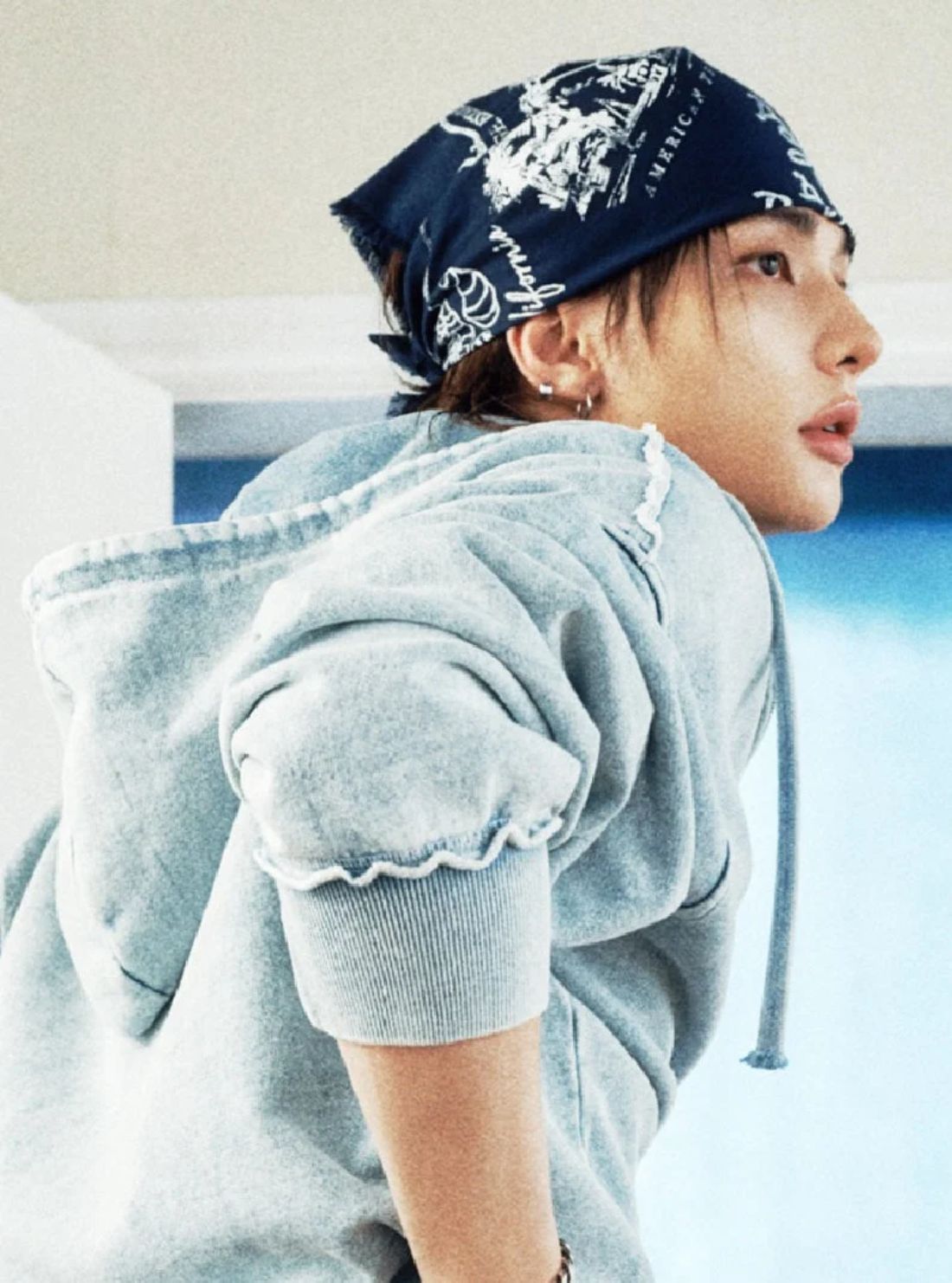 GUESS Accessories Blue Hyunjin Bandana M6GZ63W6942 Side View