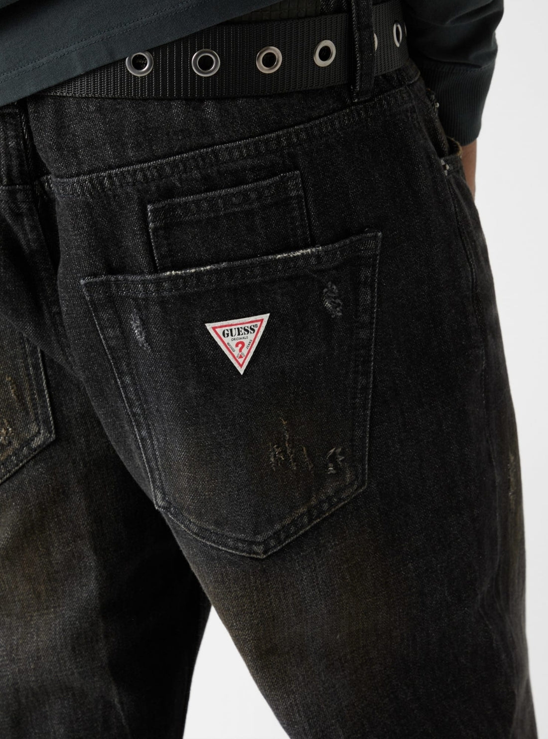 Guess Originals Black Relaxed Straight Jeans M6RA0UD6691 Detail View