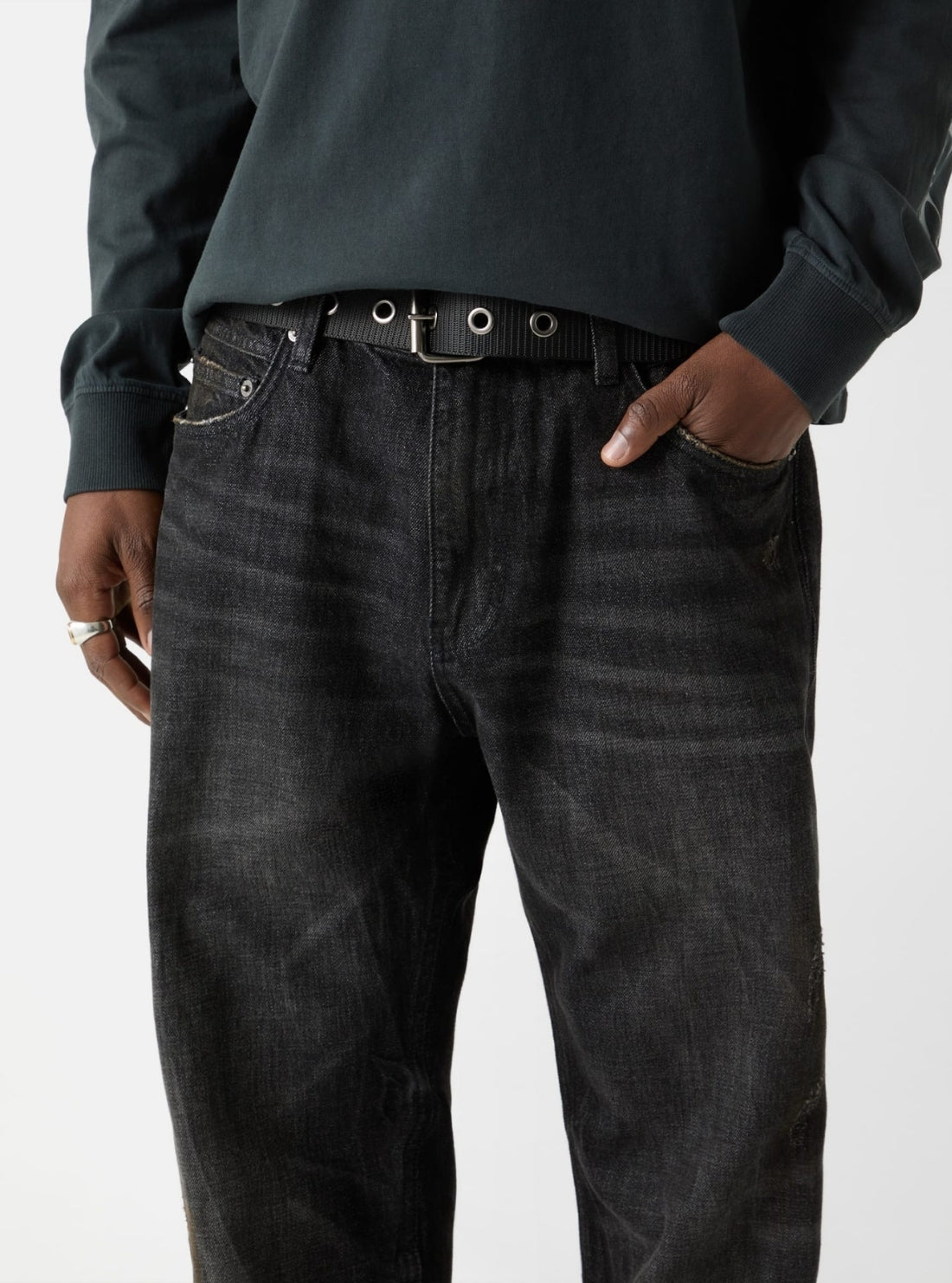 Guess Originals Black Relaxed Straight Jeans M6RA0UD6691 Detail View