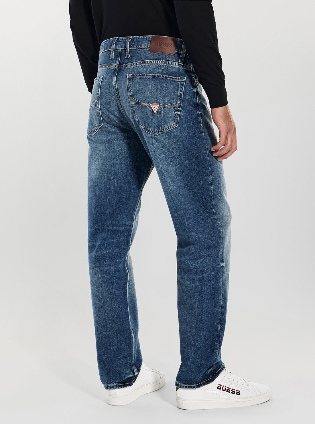 GUESS Mens Eco Mid-Rise Owen Jeans in Medium Wash M6RAT5D6430 Back View