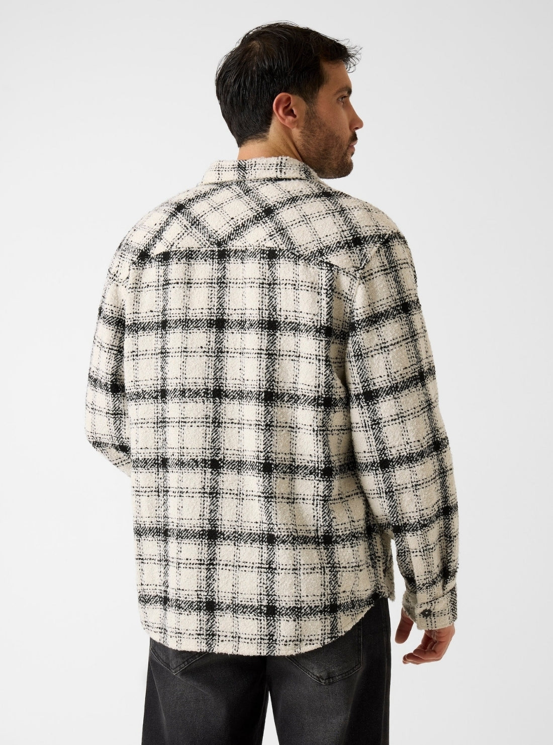 GUESS Mens Multi Winston Tweed Plaid Shirt M6RH26WI612 Back View