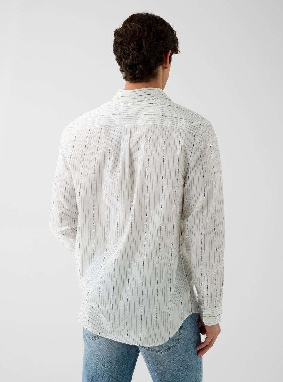 GUESS Mens Multi Striped Logo Jacquard Shirt M6RH71WK001 Back View