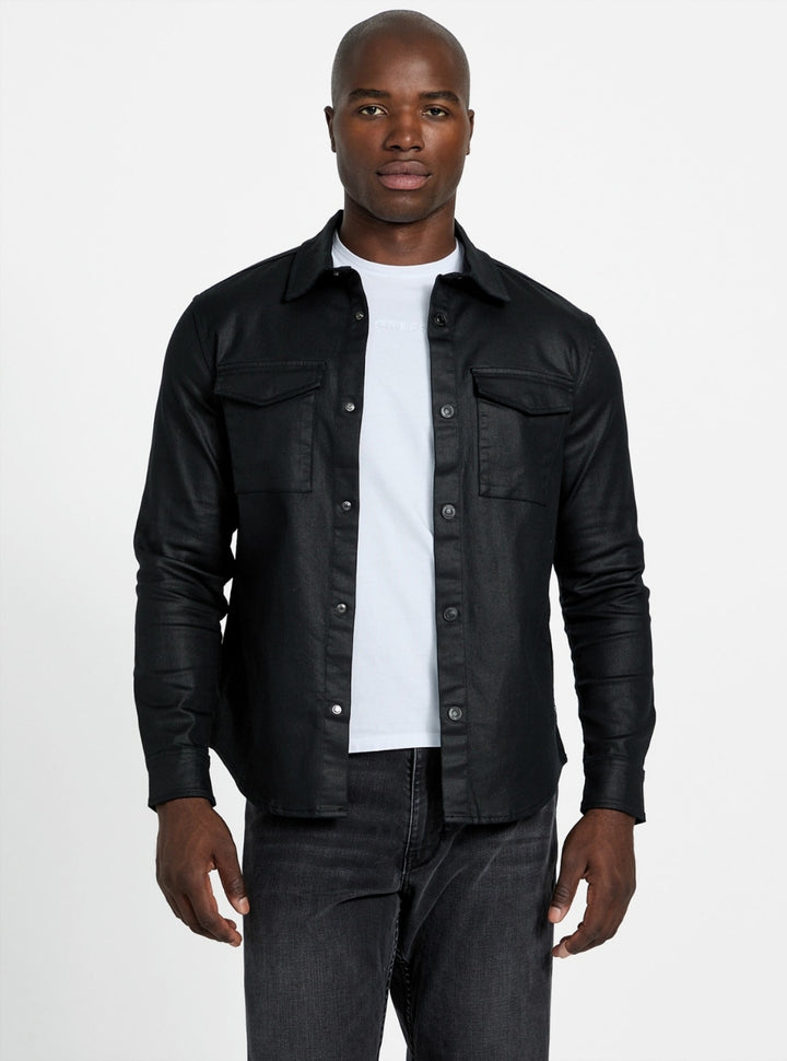 GUESS Mens Eco Black Theo Shirt M6RH75D6480 Front View