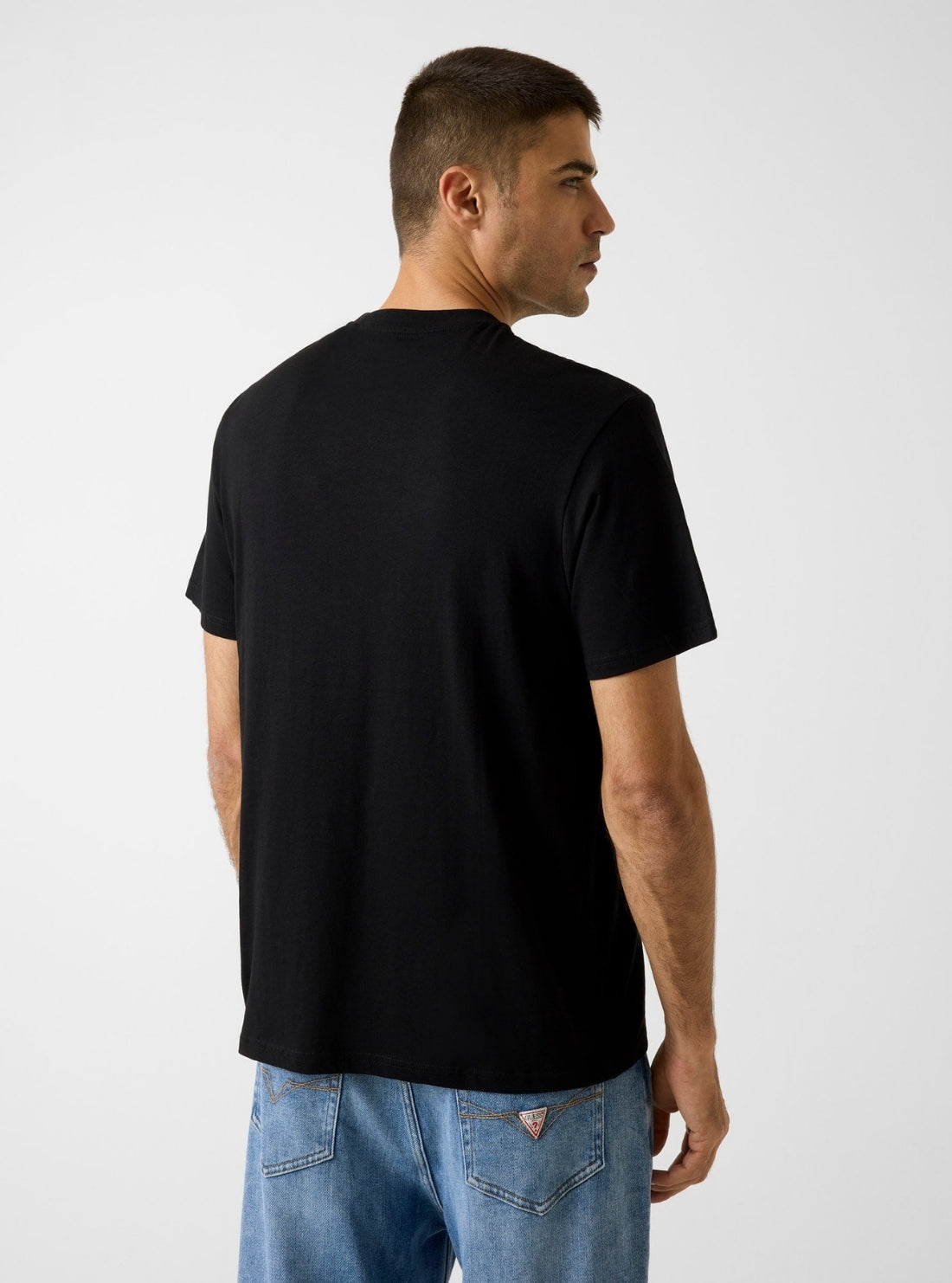 GUESS Mens Black Golden Triangle T-Shirt M6RI15I3Z14 Back View