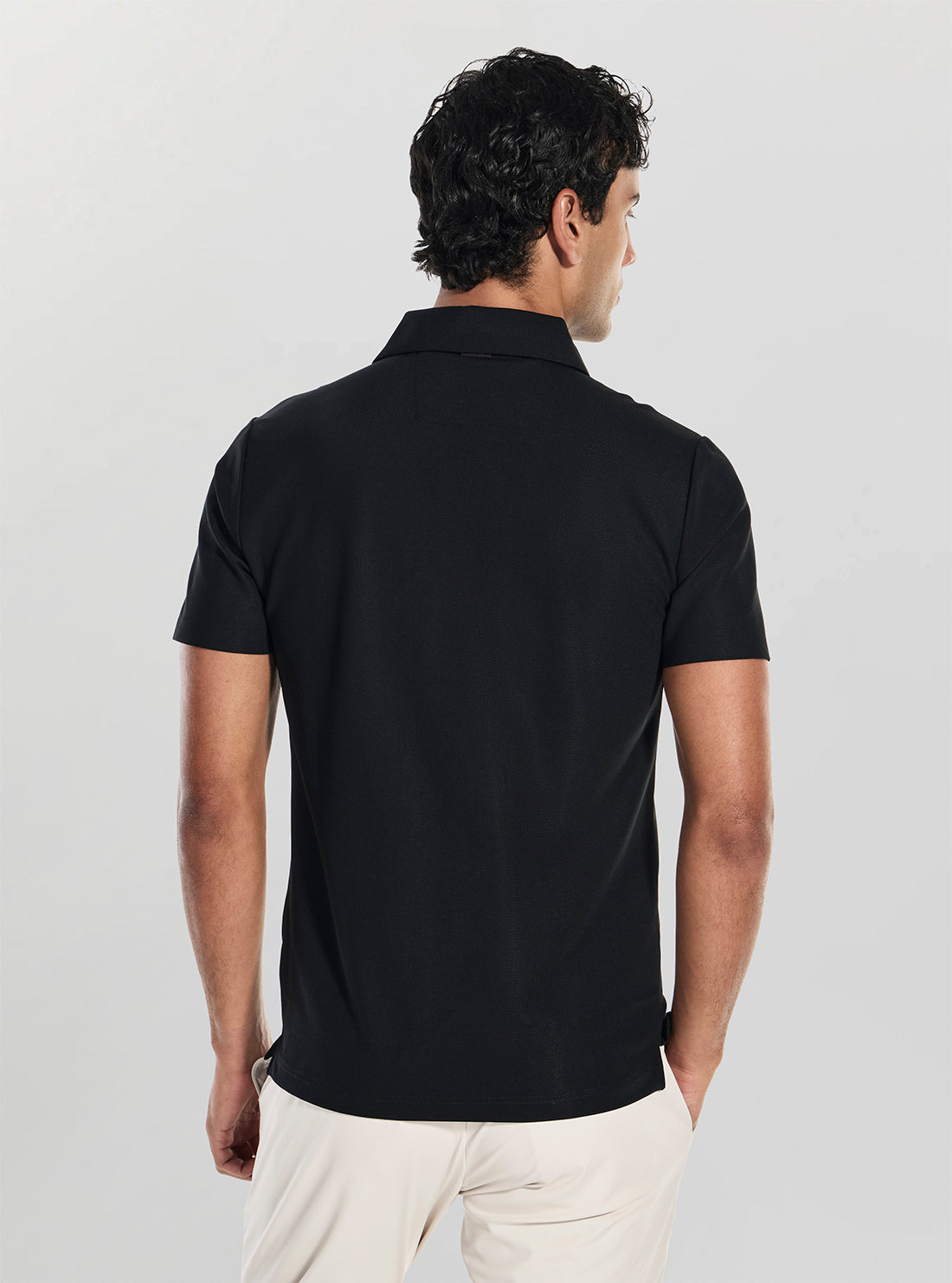 GUESS Mens Black New Tech Stretch Polo Shirt M6RP02KD202 Back View