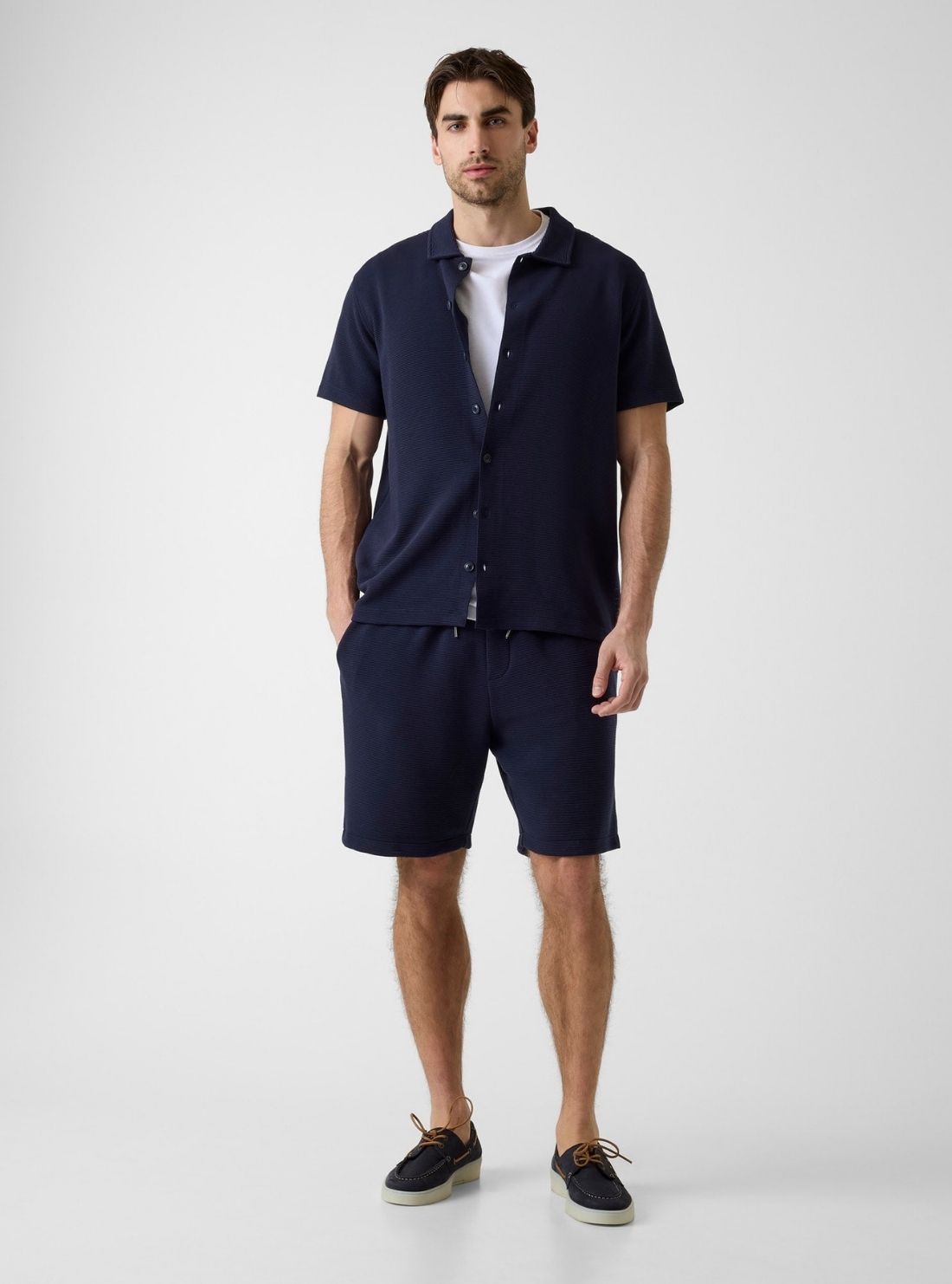 GUESS Mens Smart Blue Arin Solid Knit Shorts M6YD08K4573 Full View