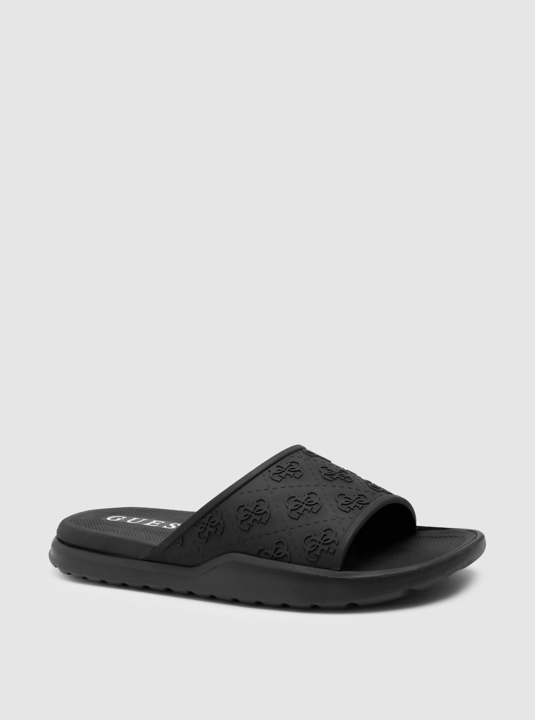 GUESS Mens Black Logo Magaria Slides MAGARIA Front Side View