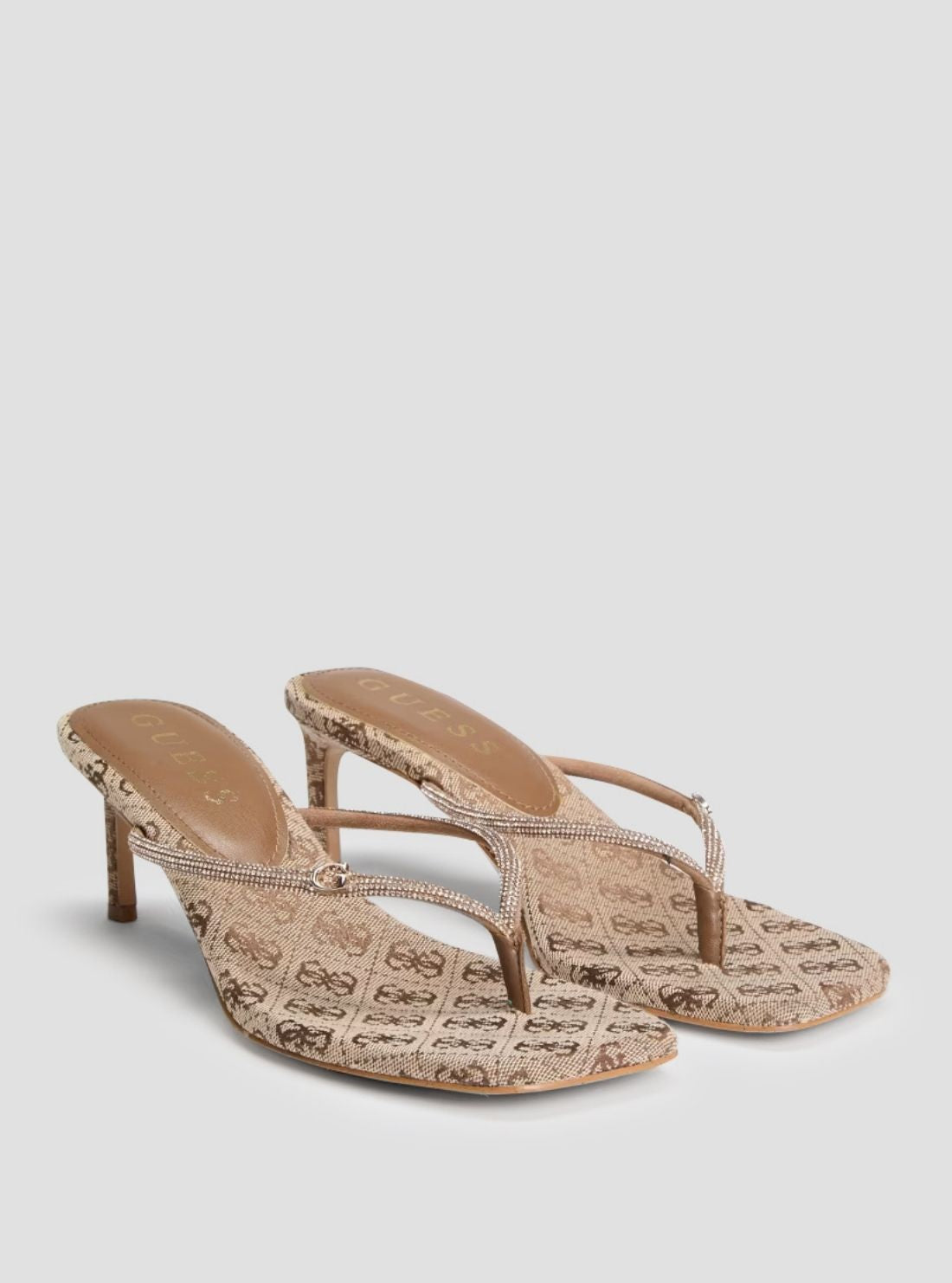 GUESS Womens Gold Logo Mayan Heeled Sandals MAYAN Side View2