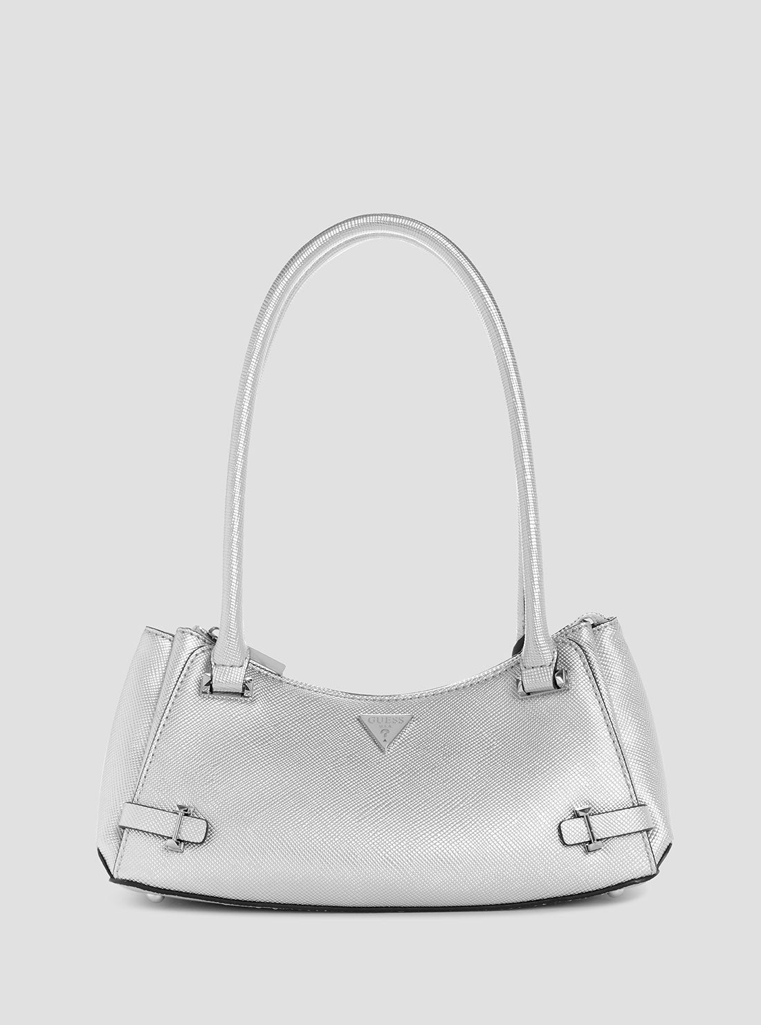 GUESS Womens Silver Rosalba Shoulder Bag MY965717 Front View