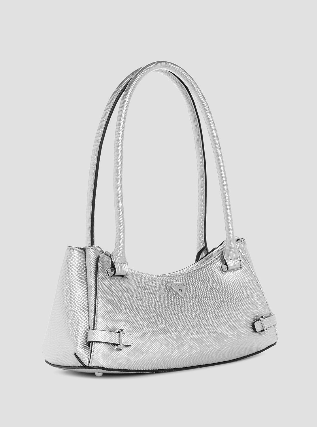 GUESS Womens Silver Rosalba Shoulder Bag MY965717 Front Side View