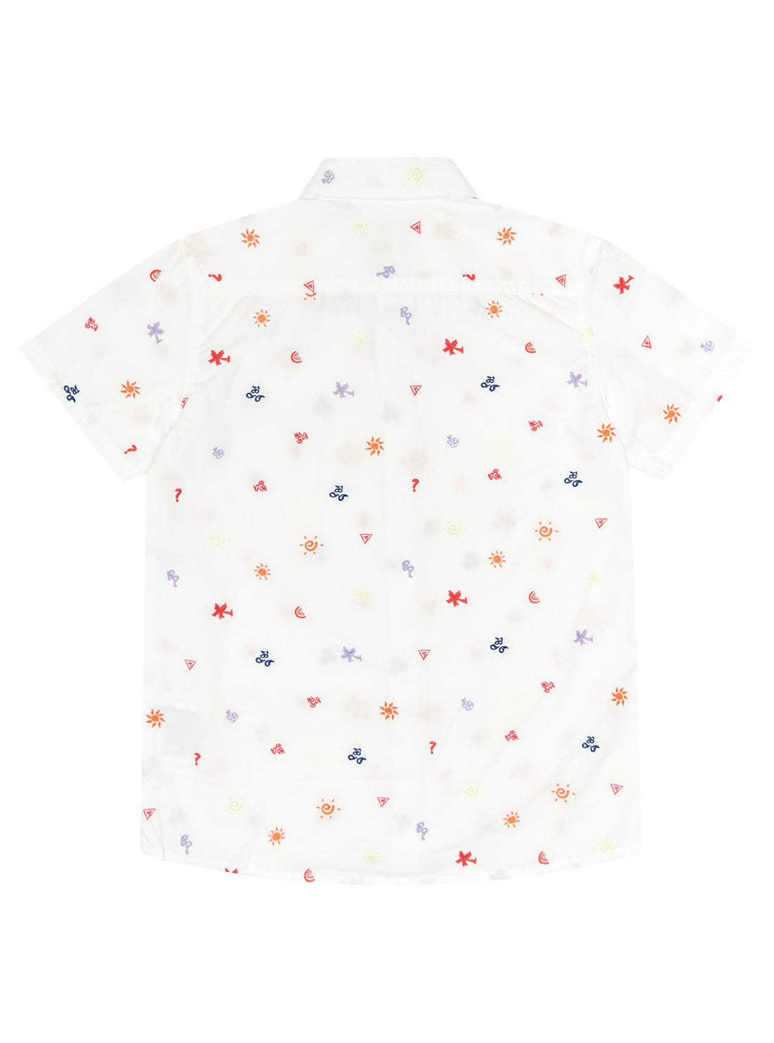 Boy's White Summer Print Shirt back view