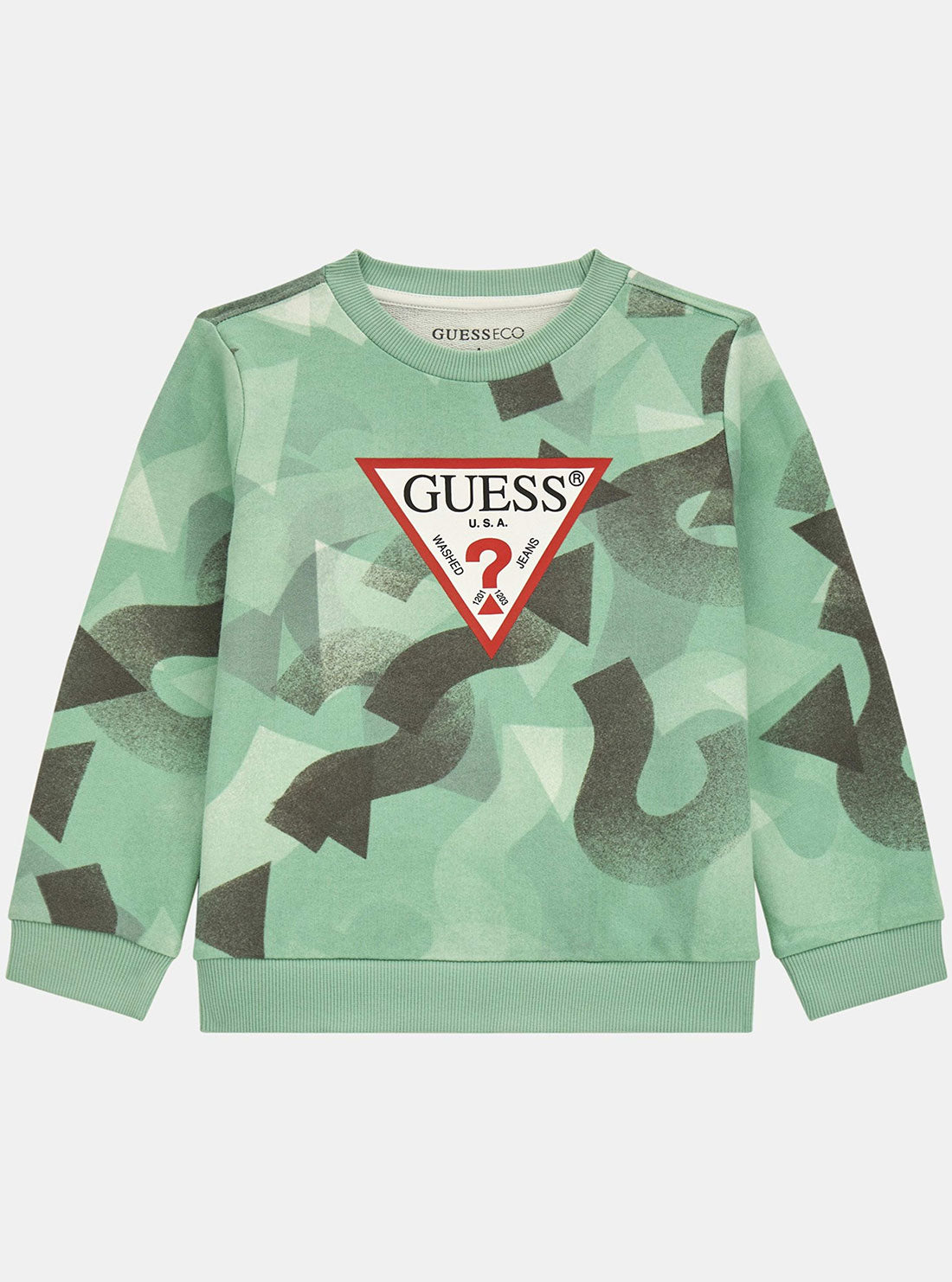 GUESS Green Long Sleeve Active Top (2-7) front view