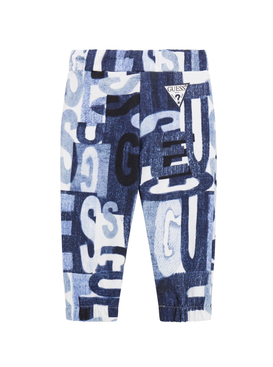 GUES Kids Blue Print French Terry Pants (2-7) N5BQ11KAD74 Back View