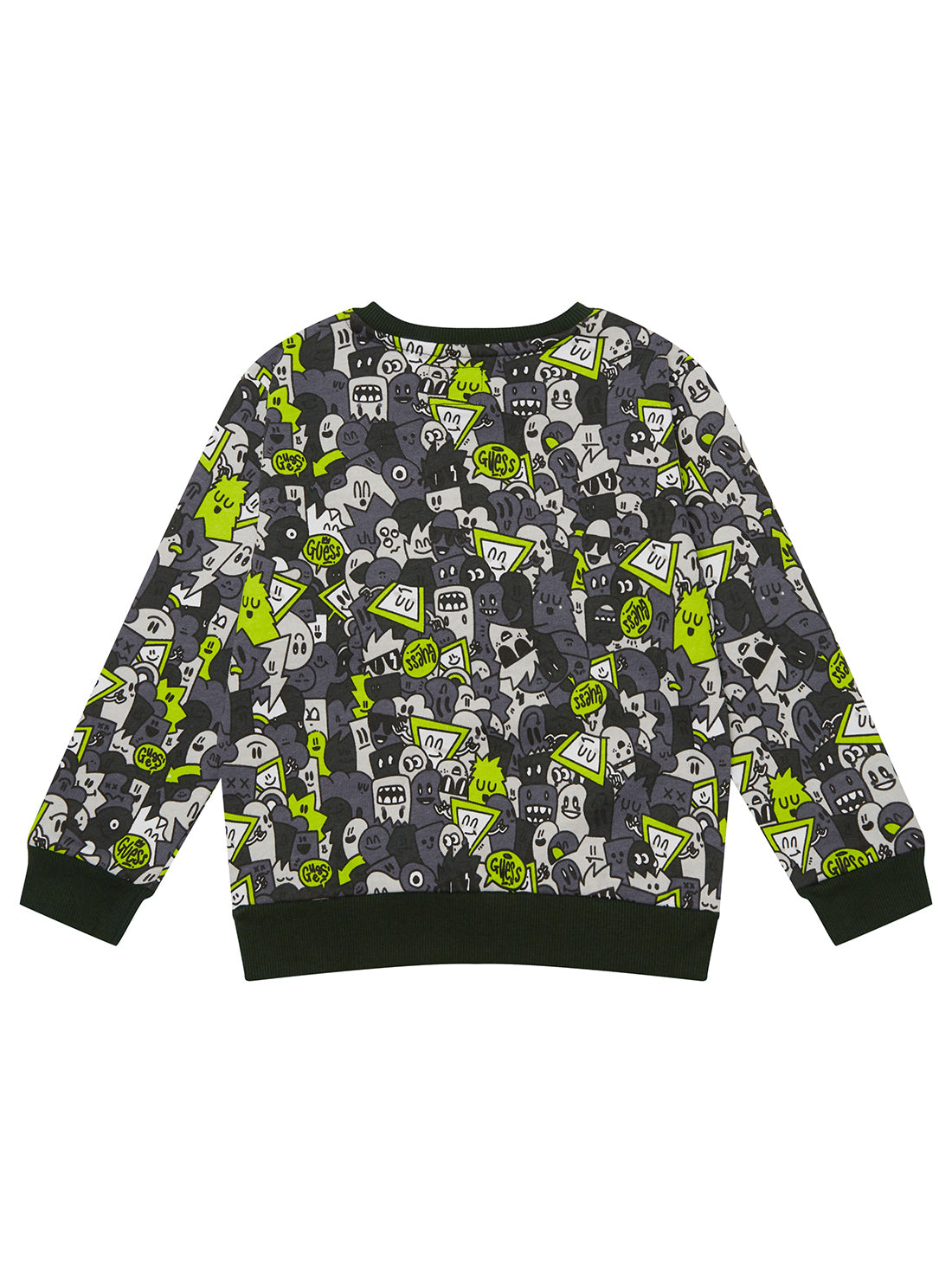 GUESS Kids Black Multi Graphic Long Sleeve Top (2-7) N5YQ00KA6R4 Back View