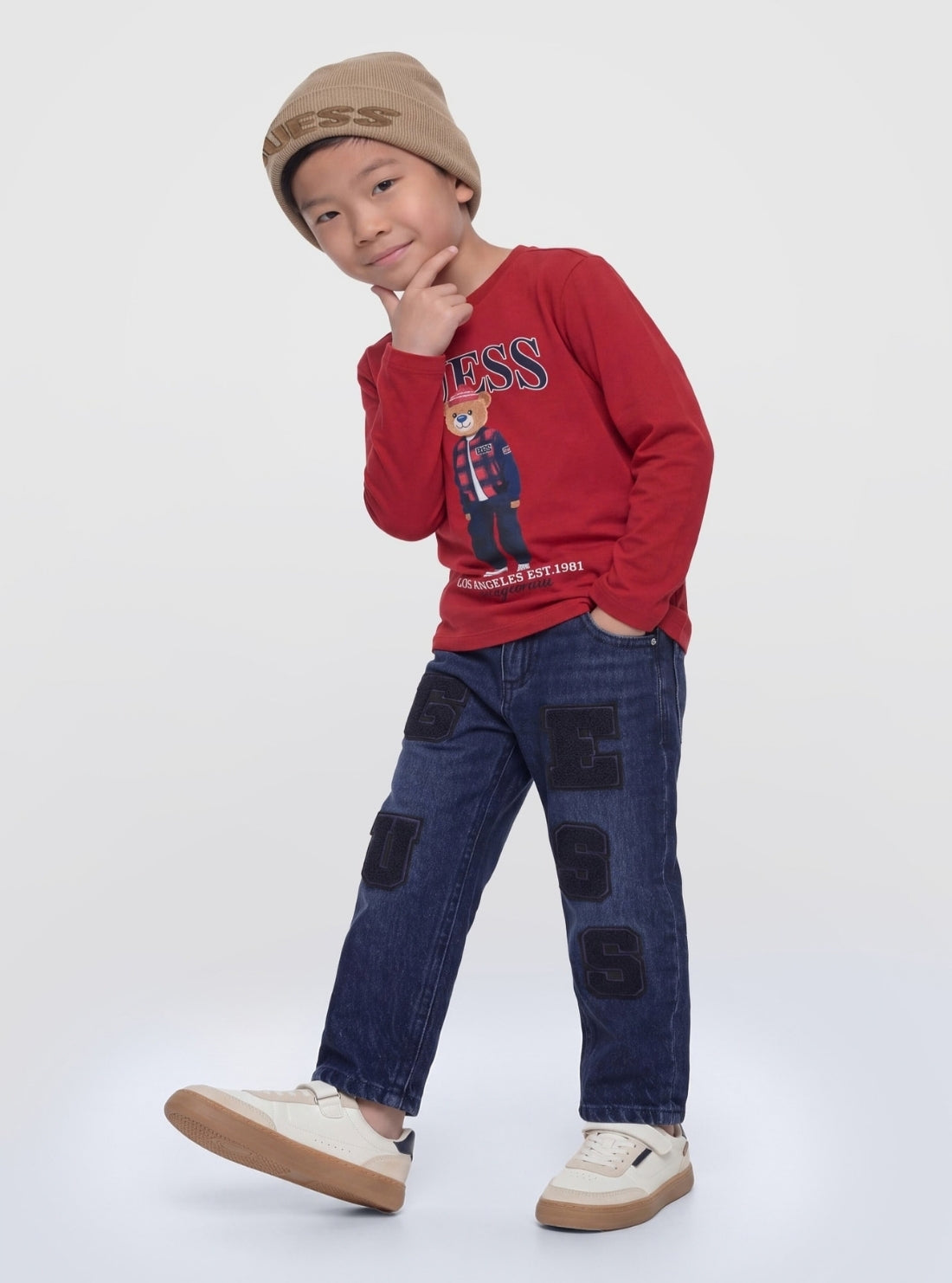 GUESS Kids Darker Wash Balloon Jeans (2-7) N6BA02D2177 Model View