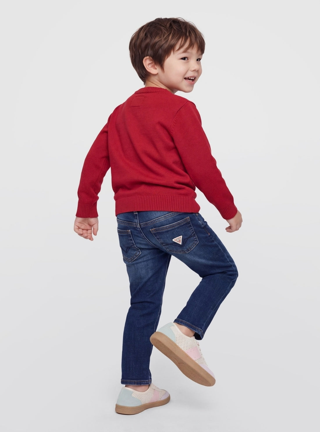 GUESS Kids Red Teddy Bear Sweater (2-7) N6BR03Z1393 Model View3