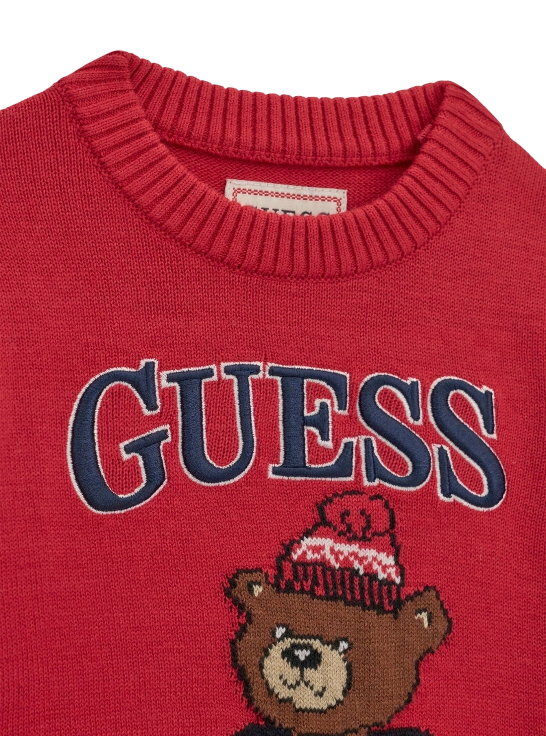 GUESS Kids Red Teddy Bear Sweater (2-7) N6BR03Z1393 Detail View