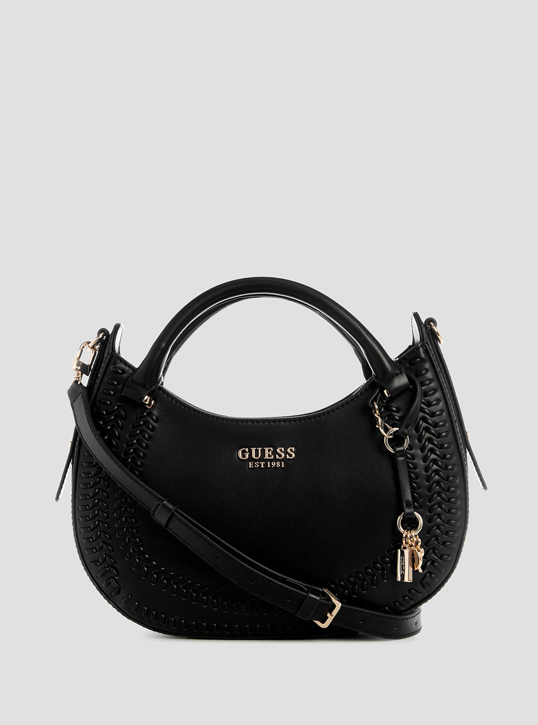 GUESS Womens Black Tatum Satchel Bag NG966706 Front View
