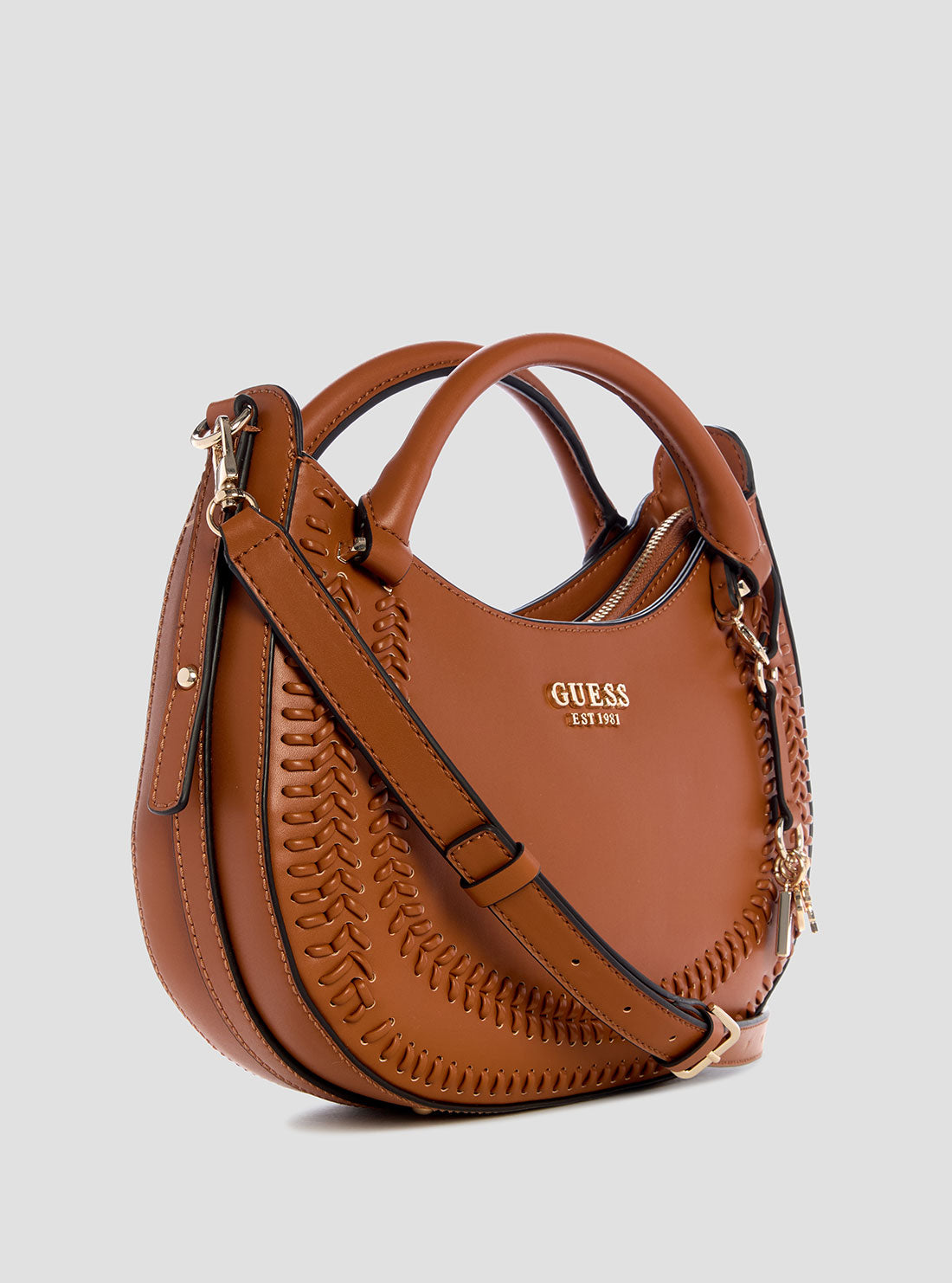 GUESS Womens Brown Tatum Satchel Bag NG966706 Front Side View