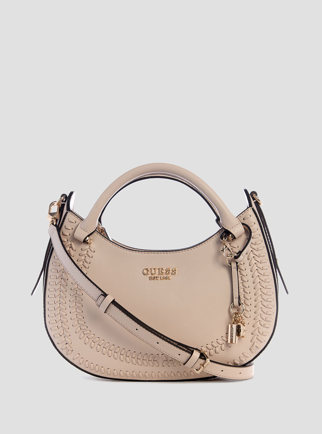 GUESS Womens Beige Tatum Satchel Bag NG966706 Front View