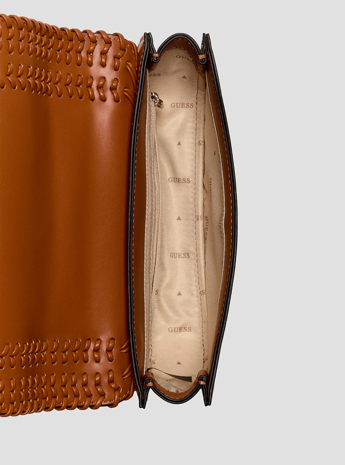 GUESS Womens Brown Tatum Convertible Crossbody Flap NG966721 Inside View