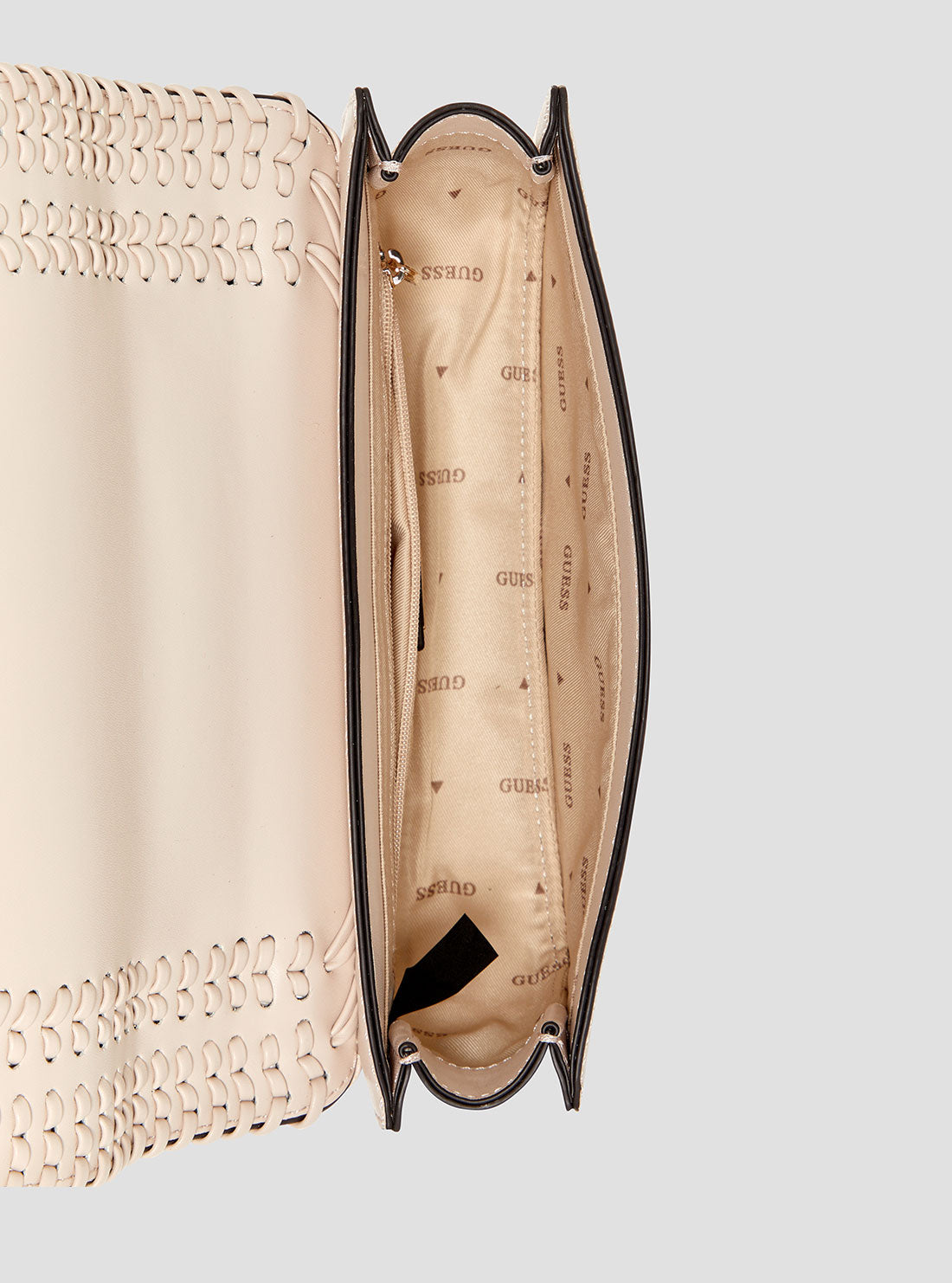 GUESS Womens Beige Tatum Convertible Crossbody Flap Bag NG966721 Inside View